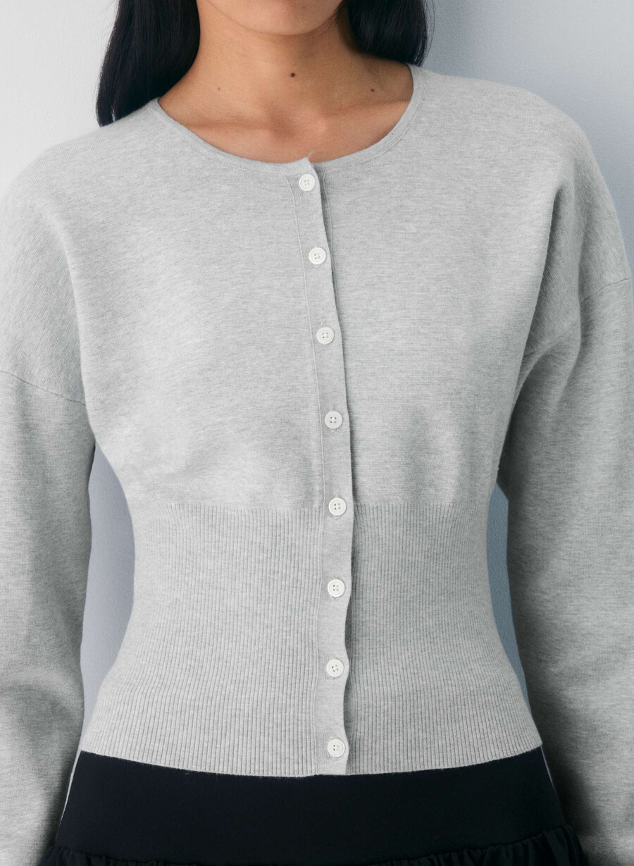 cardigan golightly - wonder yarn heather chrome
