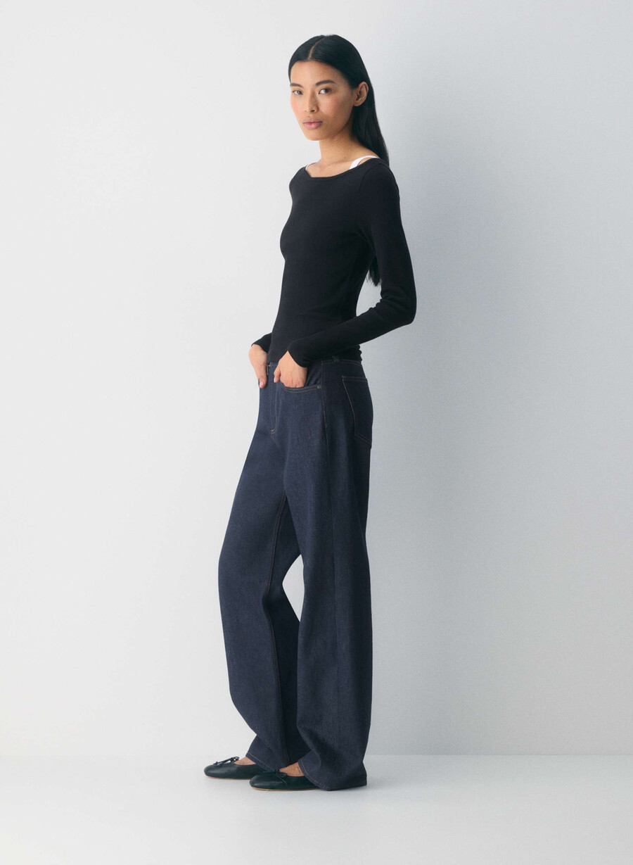 maglia a maniche lunghe con scollo a barca homestretch rib airwave nero