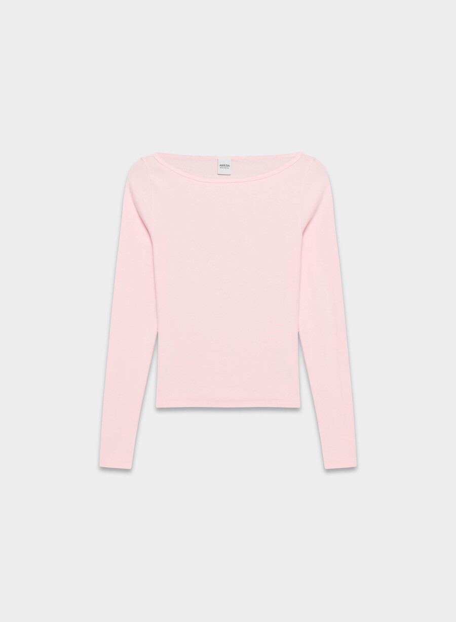 maglia a maniche lunghe con scollo a barca homestretch rib airwave villa pink