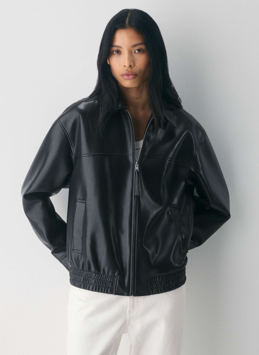 giacca falcon - pelle unreal nero