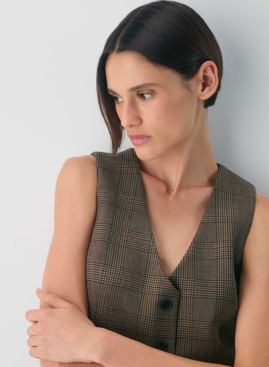 deniro vest - ressential tyson chk marronetaup