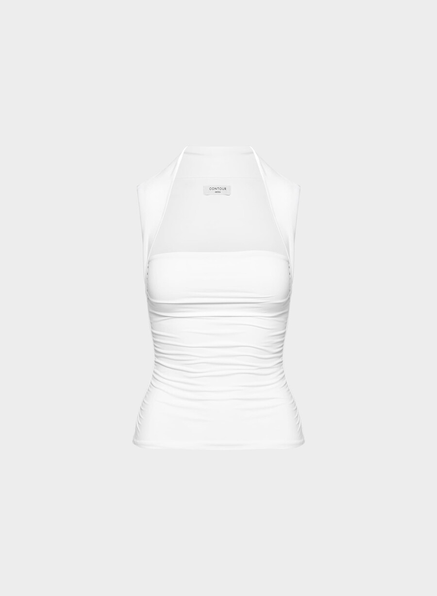 top originale contour flourish bianco brillante