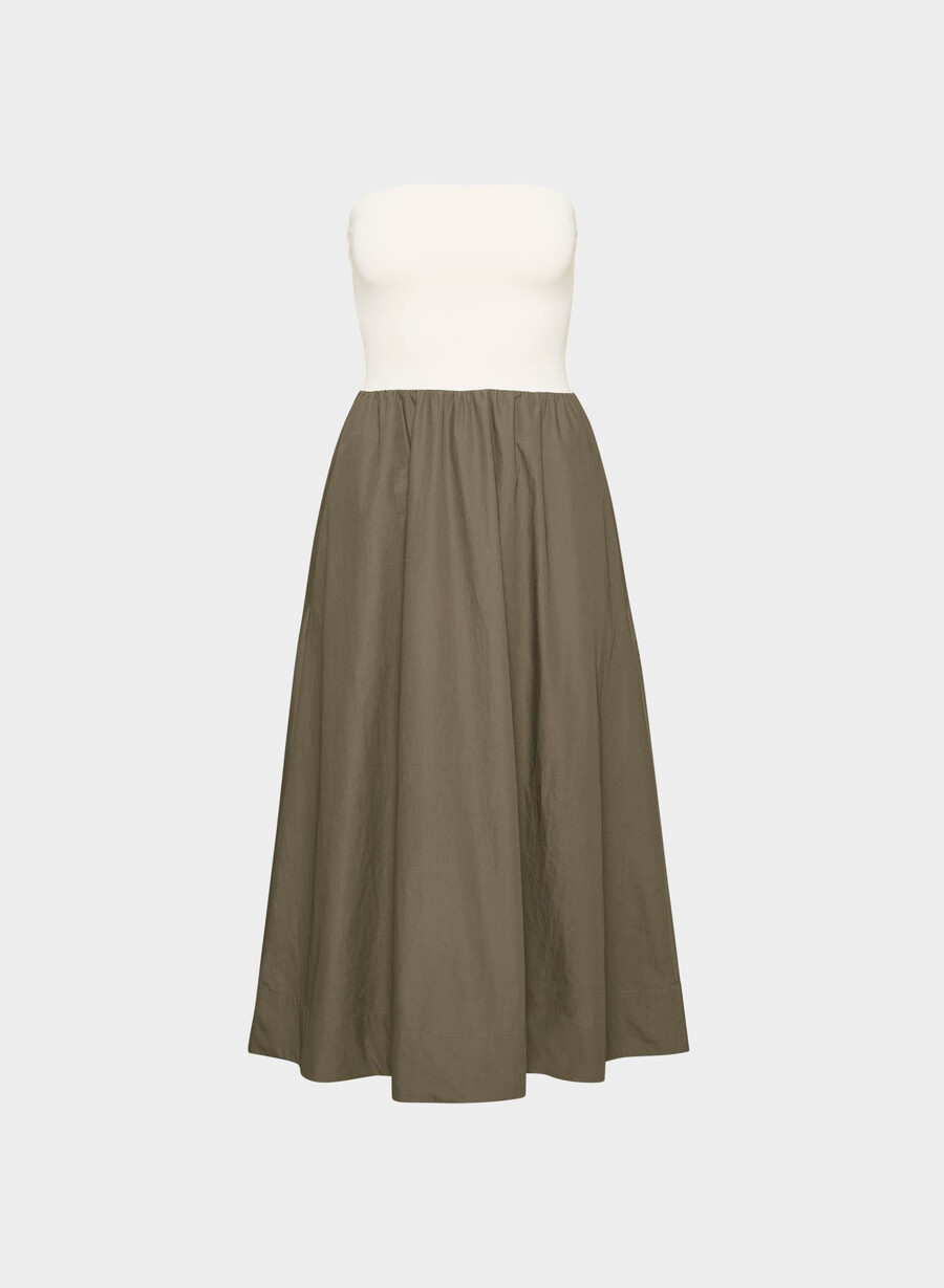 abito in popeline fluido cola taupe lt birch