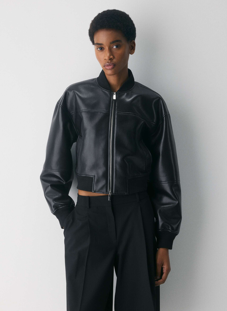 synergy bomber - pelle unreal nero