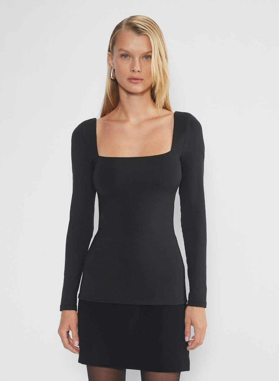 maglia a maniche lunghe con scollo quadrato originale contour nero