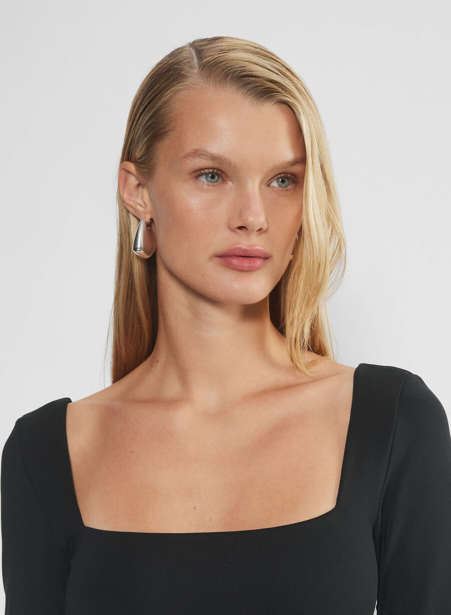 maglia a maniche lunghe con scollo quadrato originale contour nero