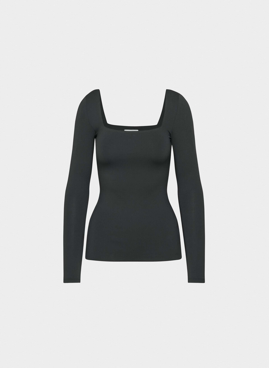 maglia a maniche lunghe con scollo quadrato originale contour nero