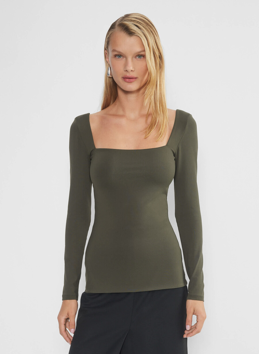maglia a maniche lunghe con scollo quadrato originale contour dark olive
