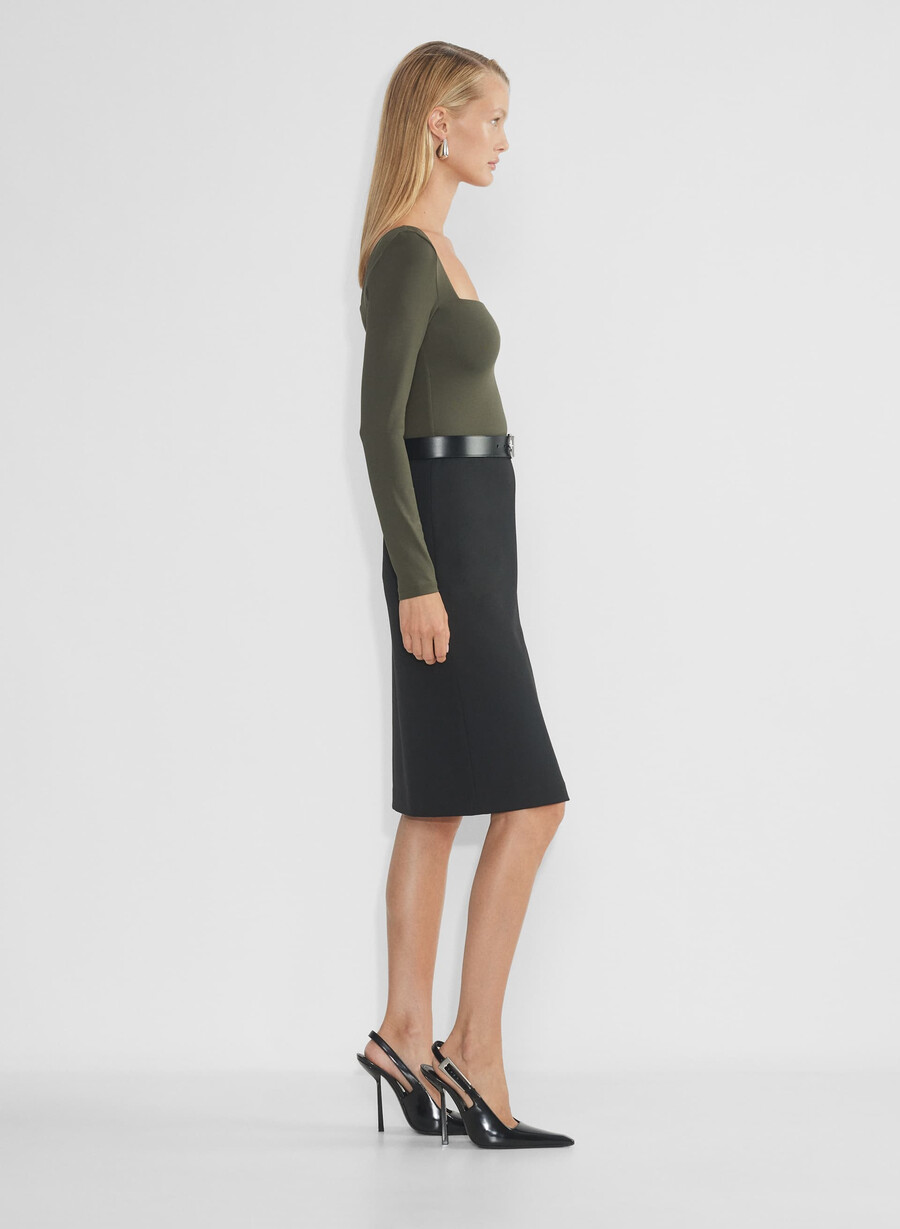 maglia a maniche lunghe con scollo quadrato originale contour dark olive