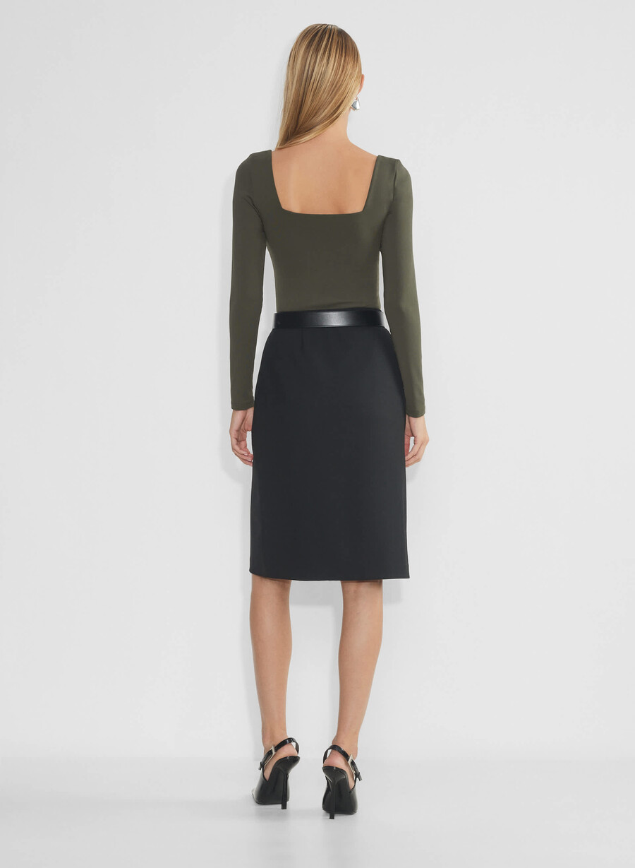 maglia a maniche lunghe con scollo quadrato originale contour dark olive