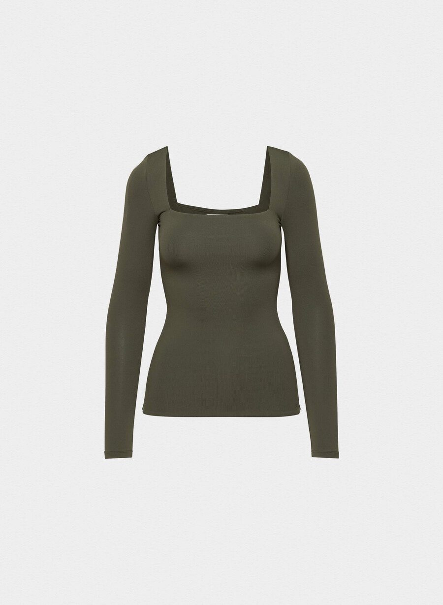 maglia a maniche lunghe con scollo quadrato originale contour dark olive