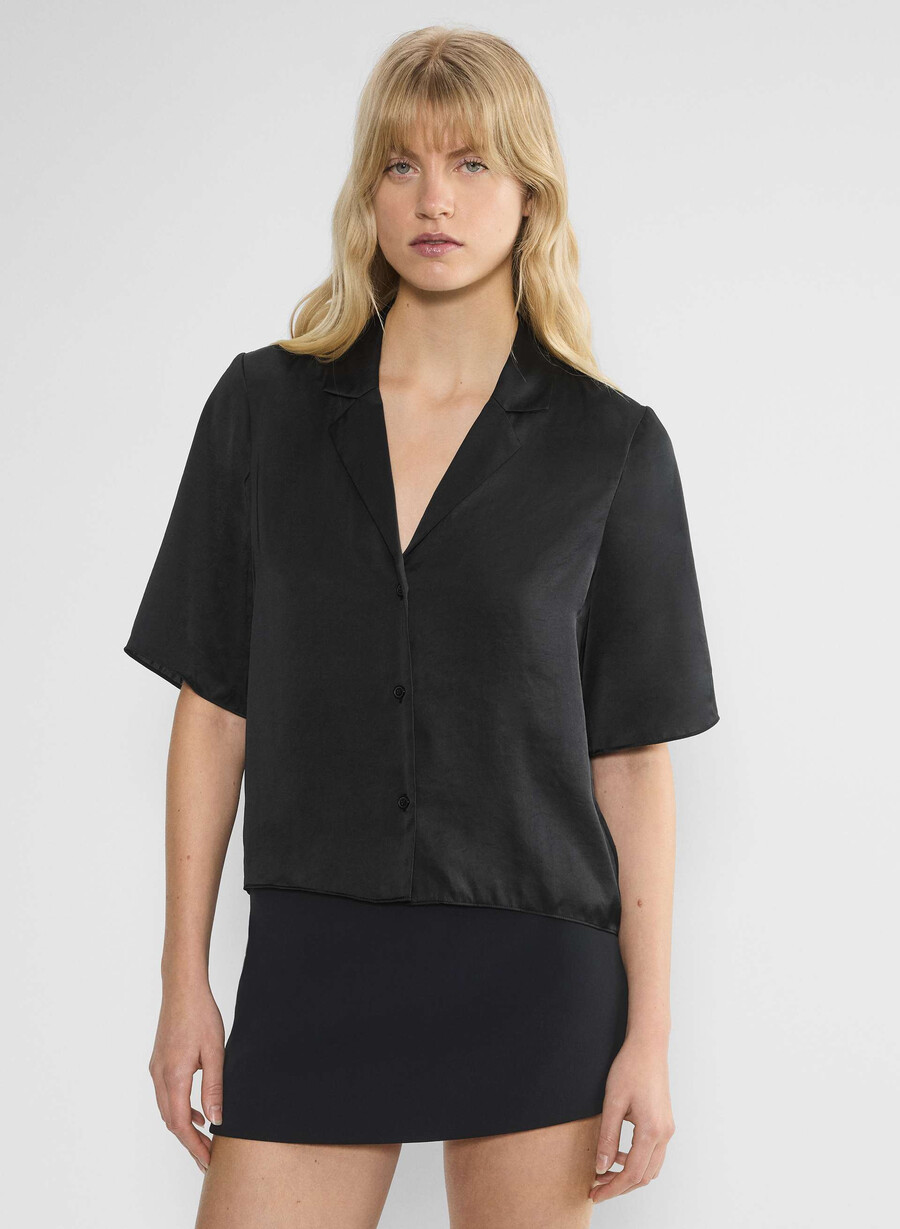 camicia in raso beso nera