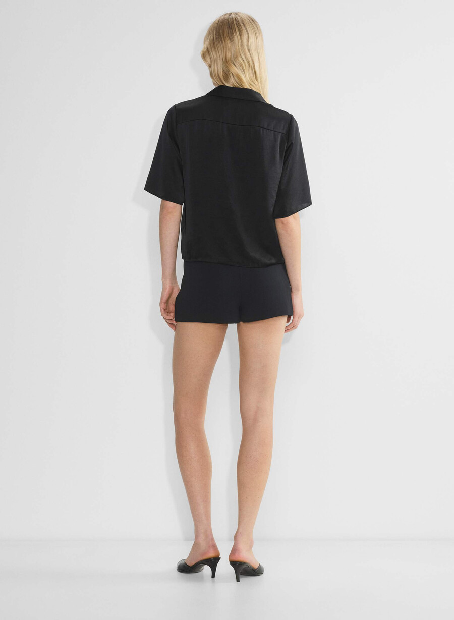camicia in raso beso nera