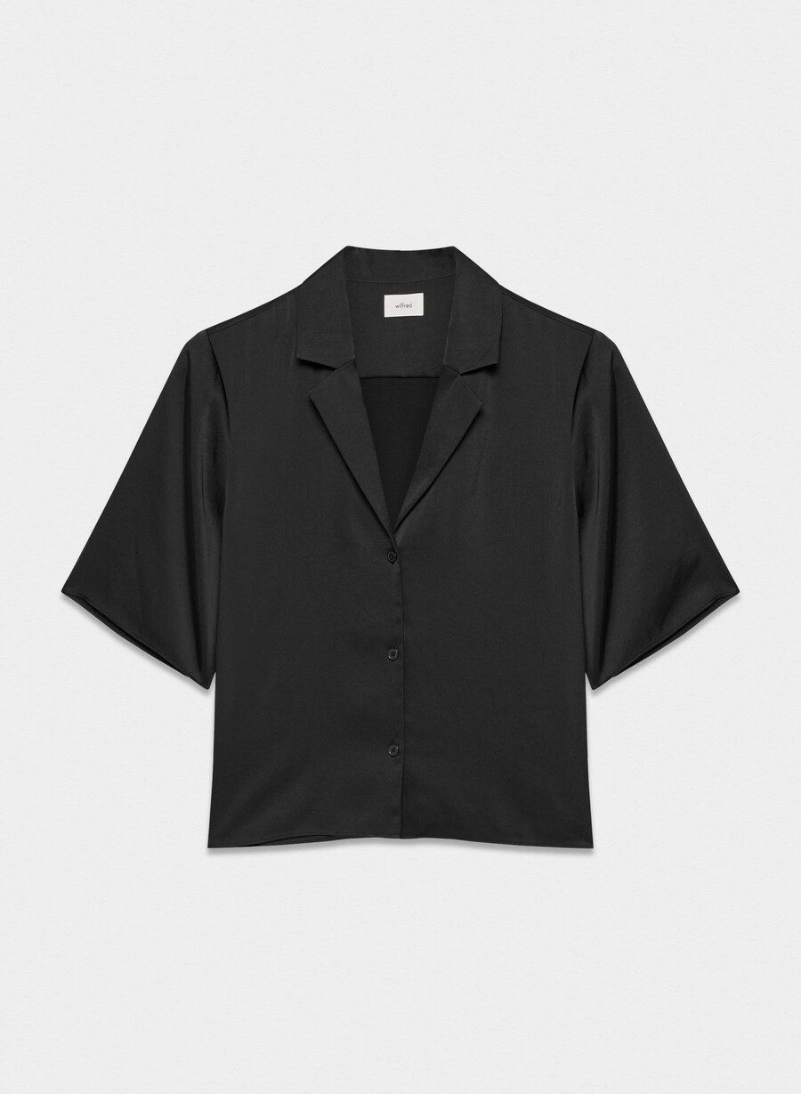 camicia in raso beso nera