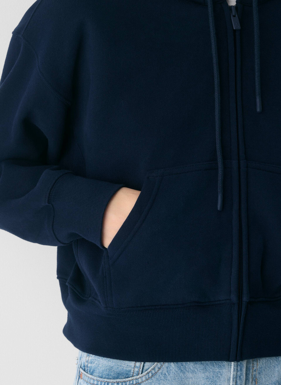 felpa con cappuccio e zip squadrata in pile accogliente admiral