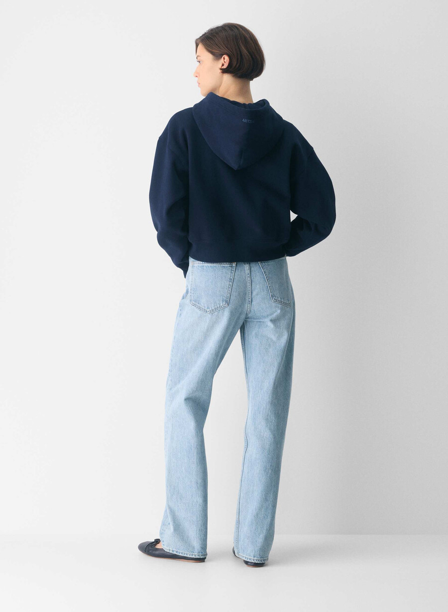 felpa con cappuccio e zip squadrata in pile accogliente admiral