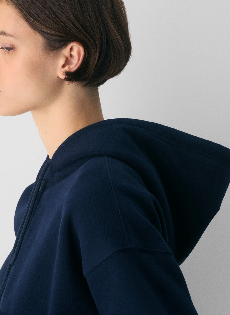 felpa con cappuccio e zip squadrata in pile accogliente admiral