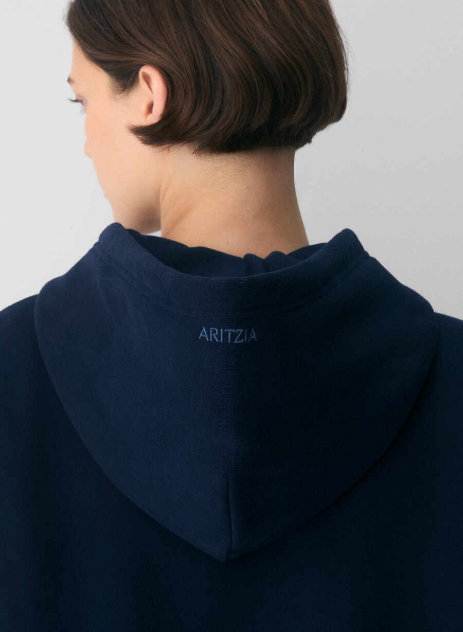 felpa con cappuccio e zip squadrata in pile accogliente admiral
