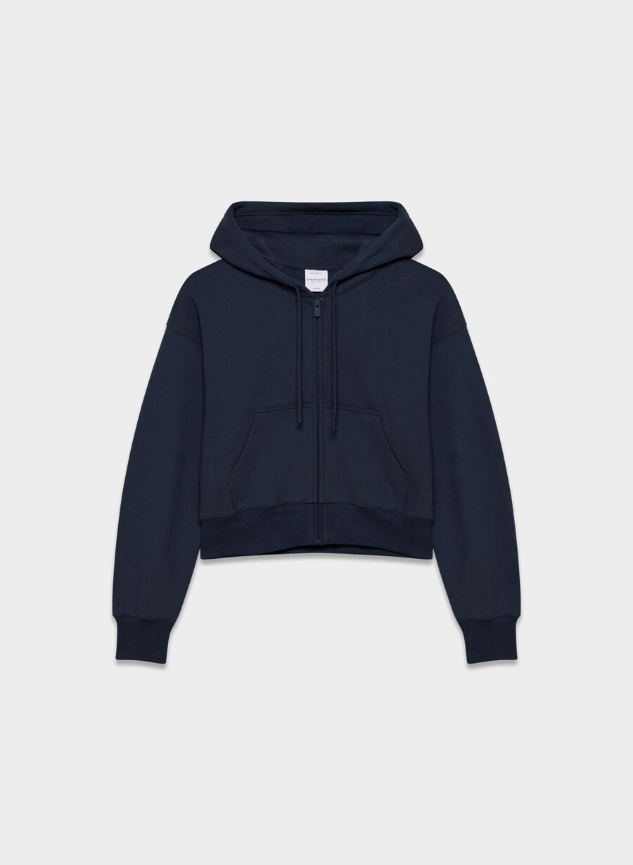 felpa con cappuccio e zip squadrata in pile accogliente admiral