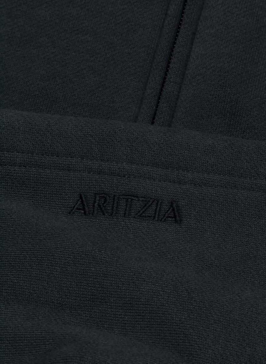 felpa con cappuccio e zip cozy sweatfleece boyfriend nera