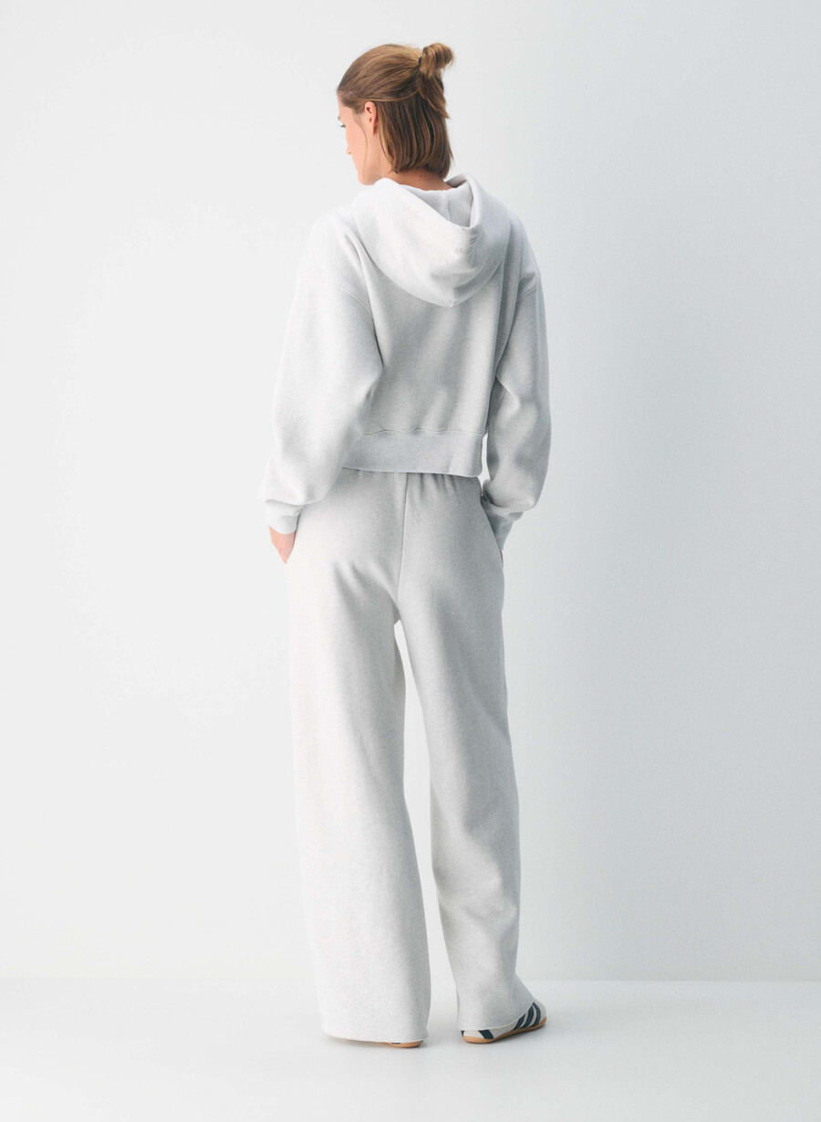 felpa con cappuccio e zip cozy sweatfleece boyfriend boxy heather cloud white
