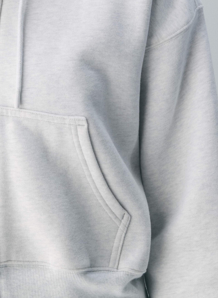 felpa con cappuccio e zip cozy sweatfleece boyfriend boxy heather cloud white