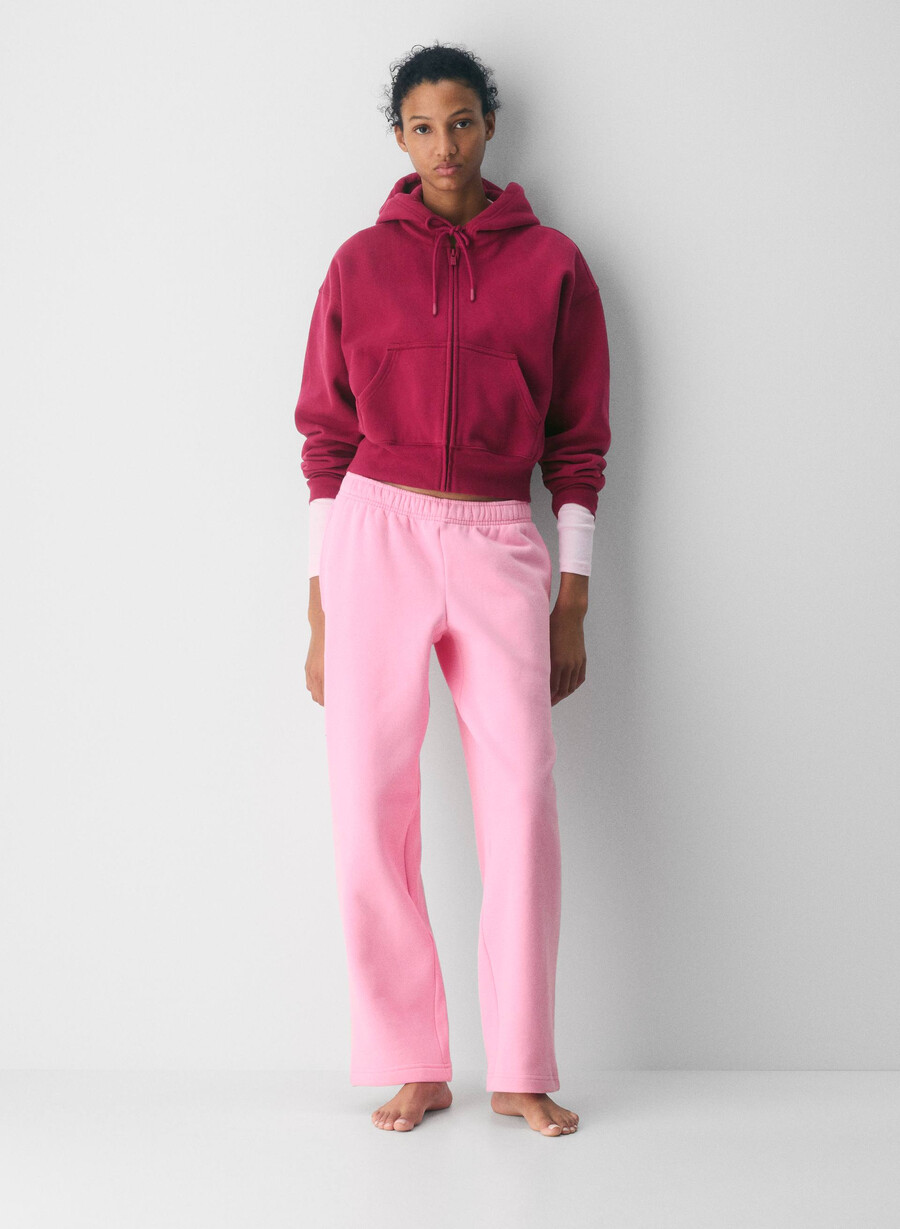 felpa con cappuccio e zip squadrata in pile morbido e confortevole juicy rose