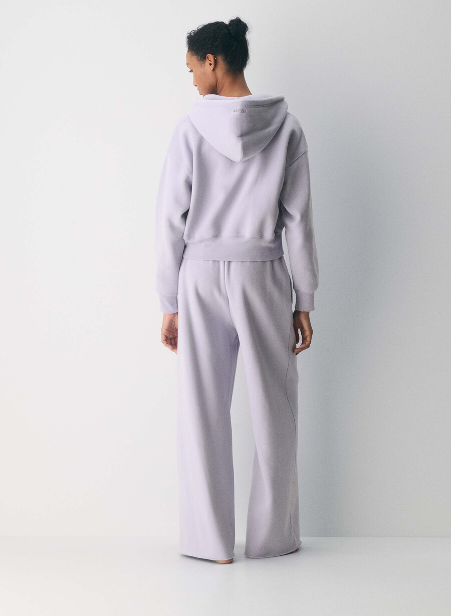 felpa con cappuccio e zip cozy sweatfleece boyfriend boxy wildflower lilac