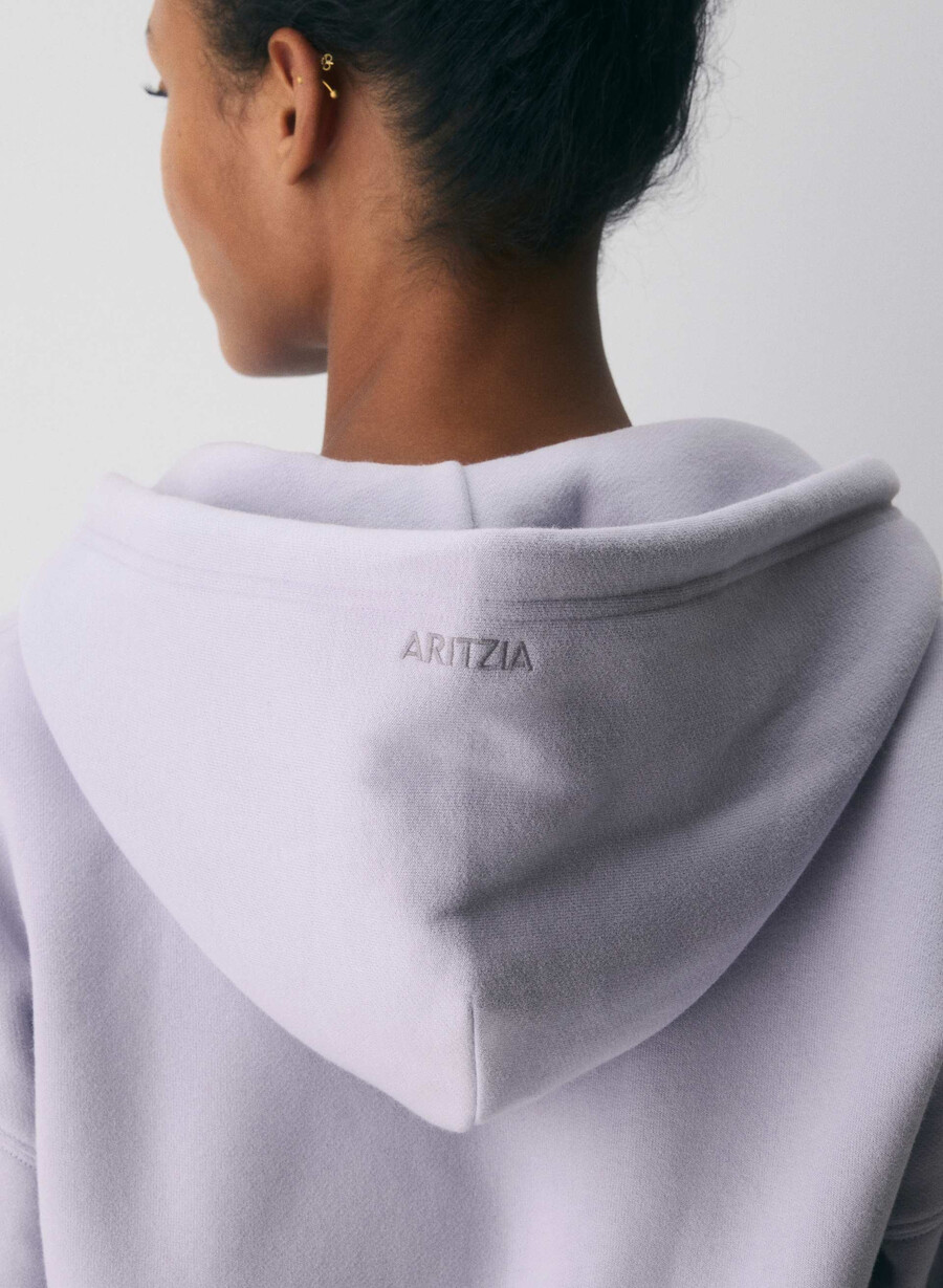 felpa con cappuccio e zip cozy sweatfleece boyfriend boxy wildflower lilac