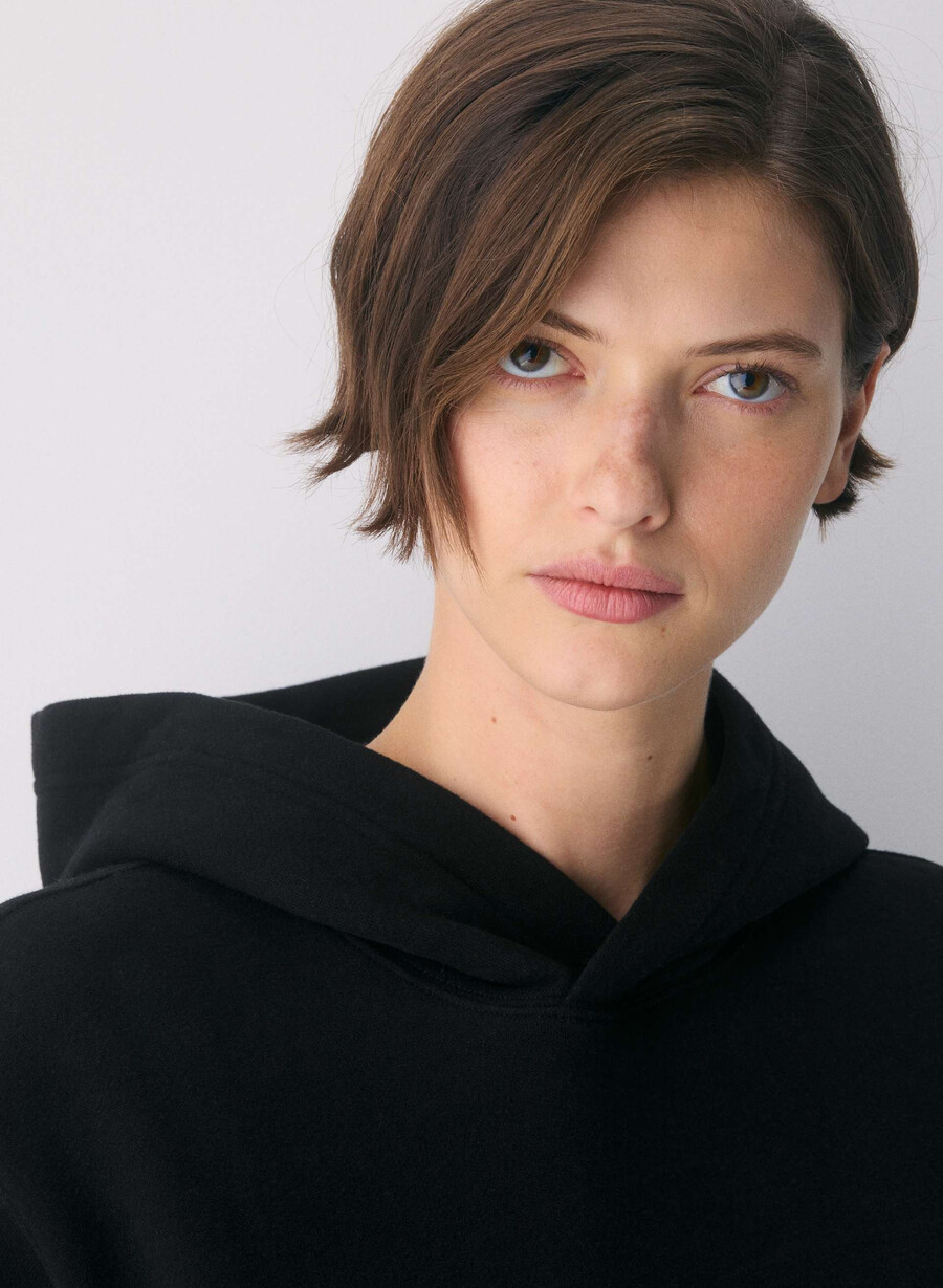 felpa con cappuccio cozy sweatfleece perfect nera