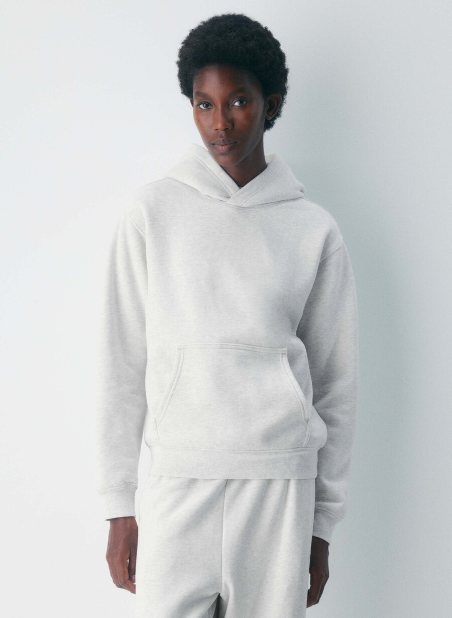 felpa con cappuccio cozy sweatfleece perfect heather cloud white