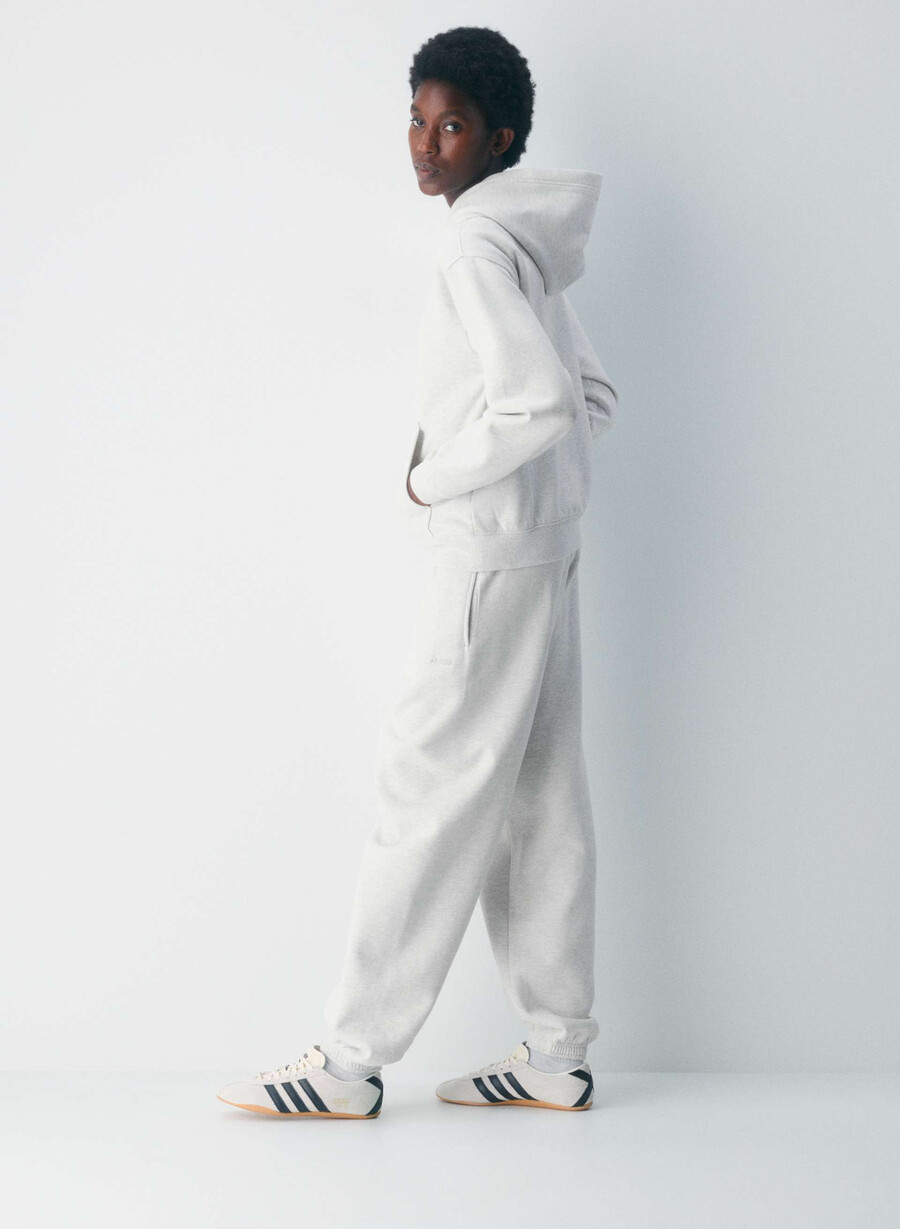 felpa con cappuccio cozy sweatfleece perfect heather cloud white