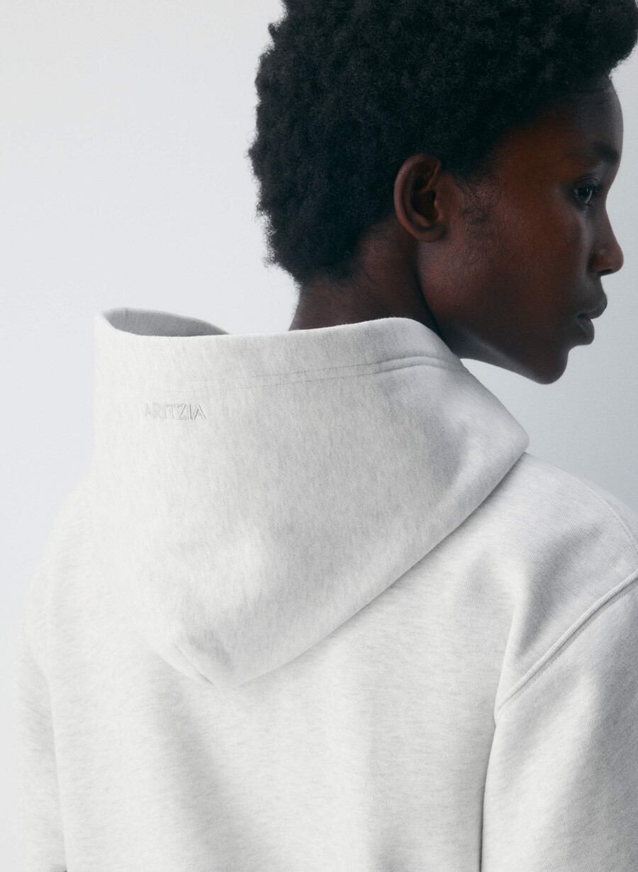 felpa con cappuccio cozy sweatfleece perfect heather cloud white