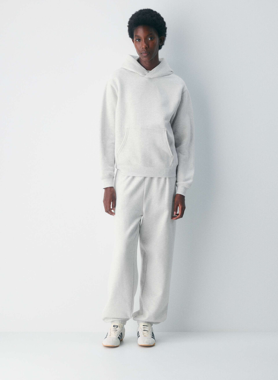 felpa con cappuccio cozy sweatfleece perfect heather cloud white