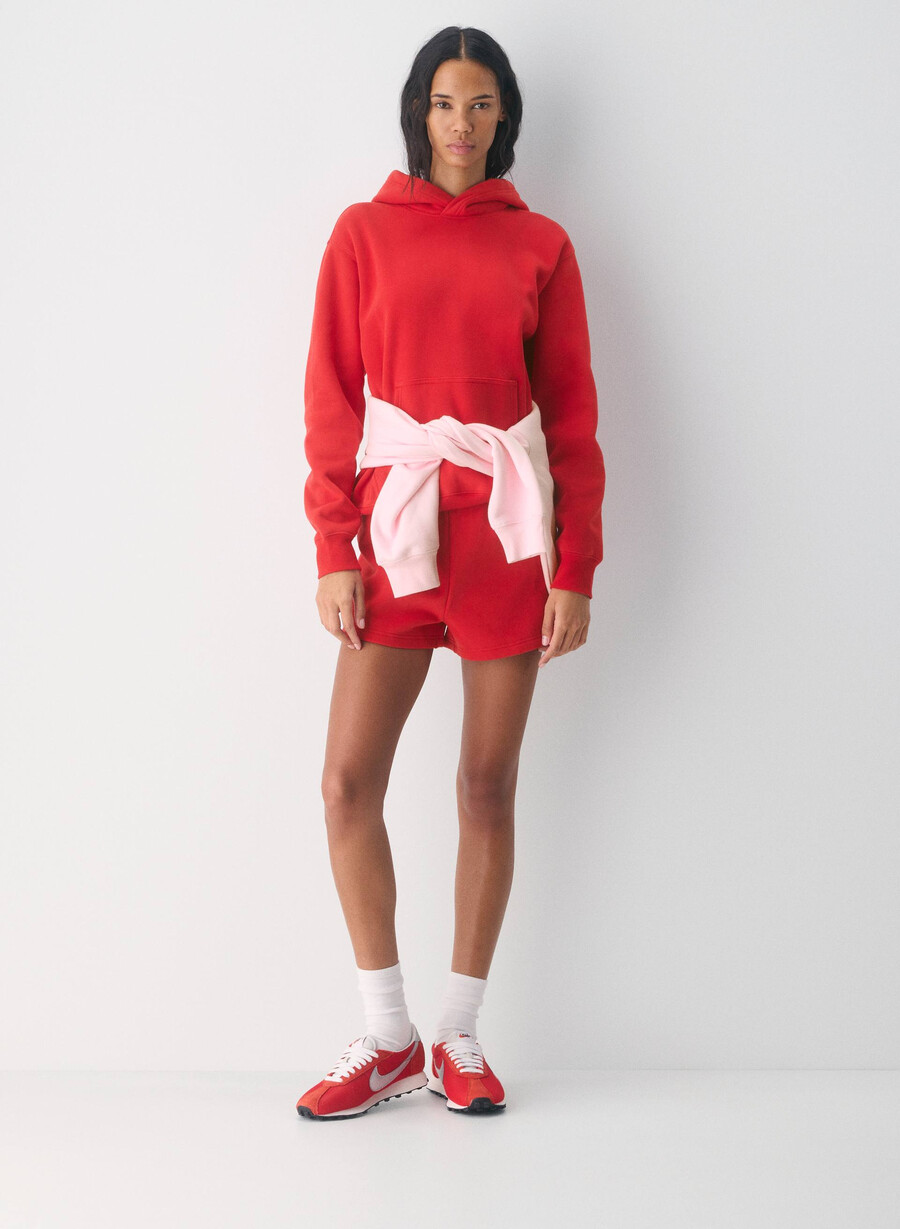 felpa con cappuccio cozy sweatfleece perfect rosso lampeggiante