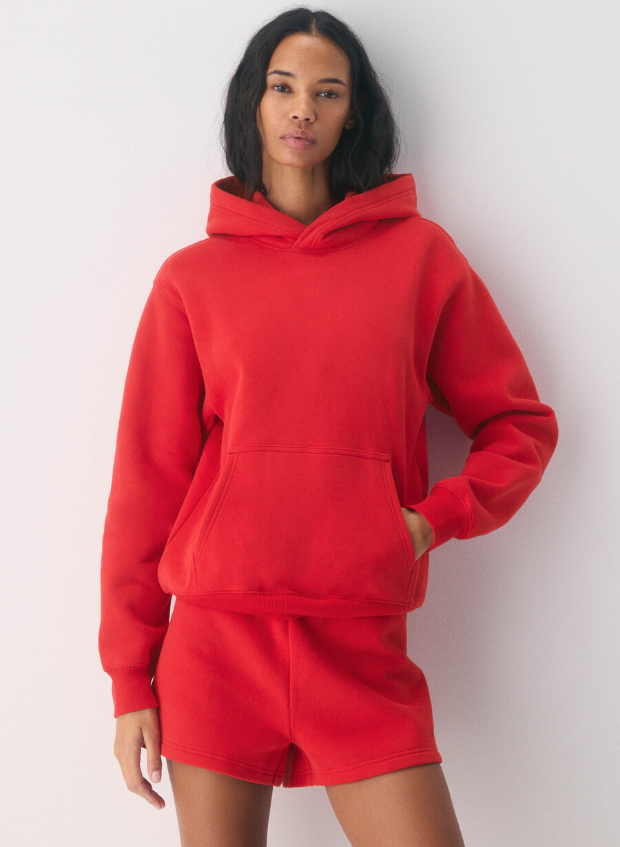 felpa con cappuccio cozy sweatfleece perfect rosso lampeggiante