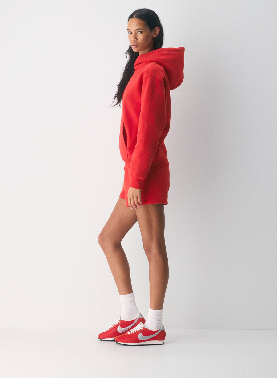 felpa con cappuccio cozy sweatfleece perfect rosso lampeggiante