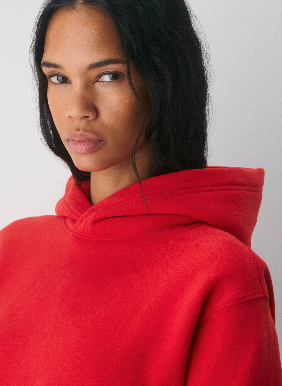 felpa con cappuccio cozy sweatfleece perfect rosso lampeggiante