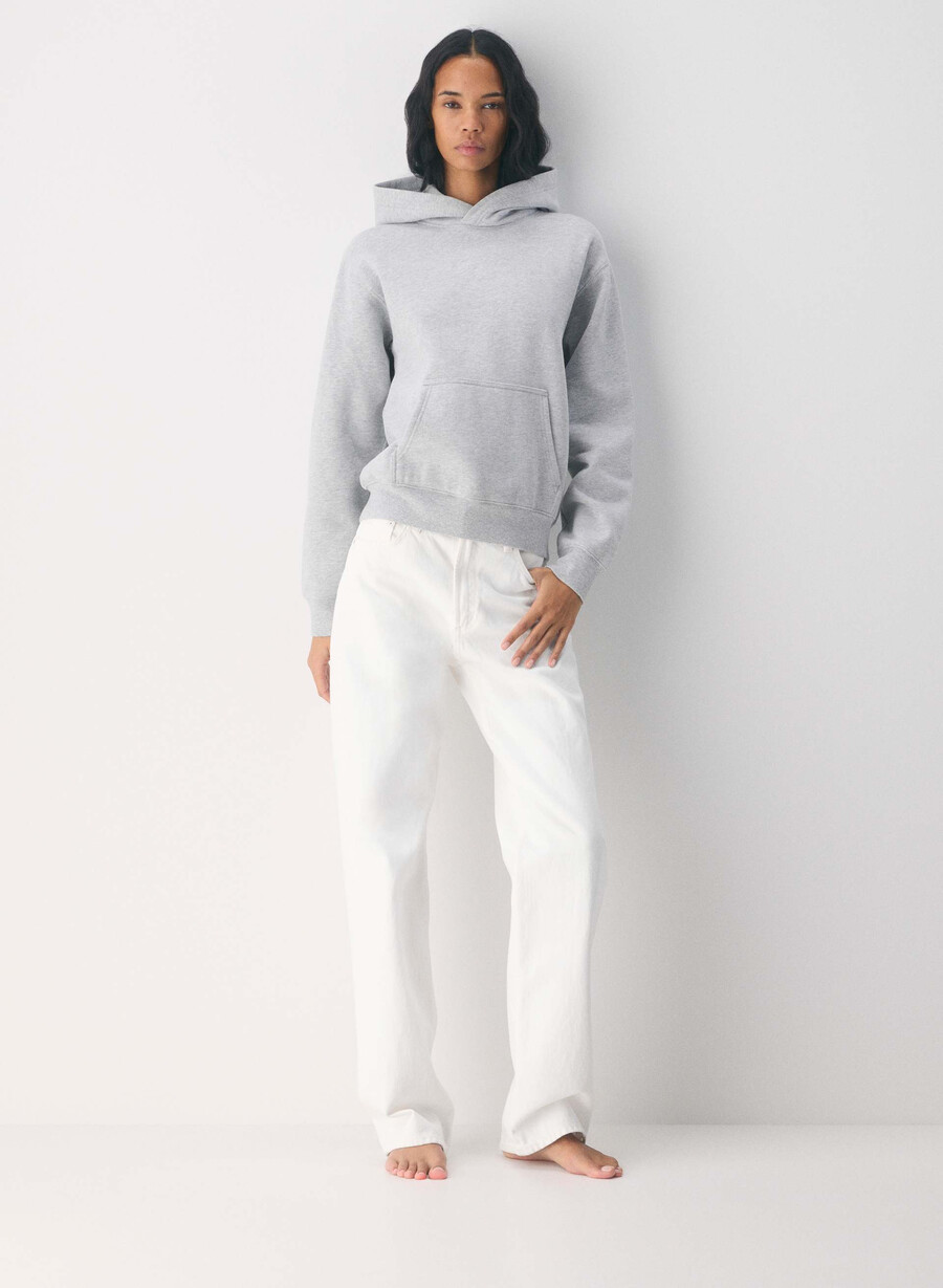 felpa con cappuccio cozy sweatfleece perfect heather chrome