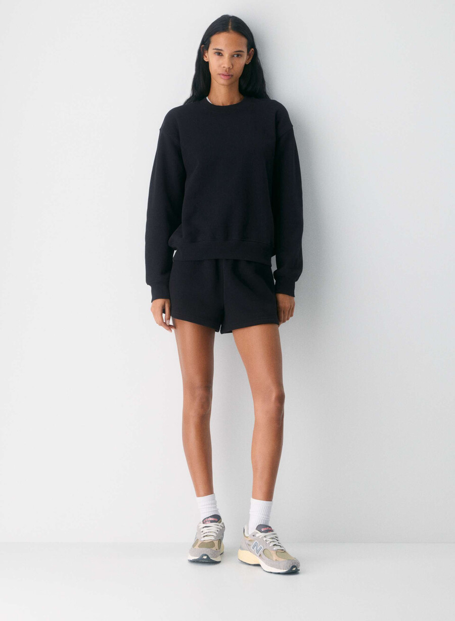 felpa con cappuccio perfect crew cozy sweatfleece nera