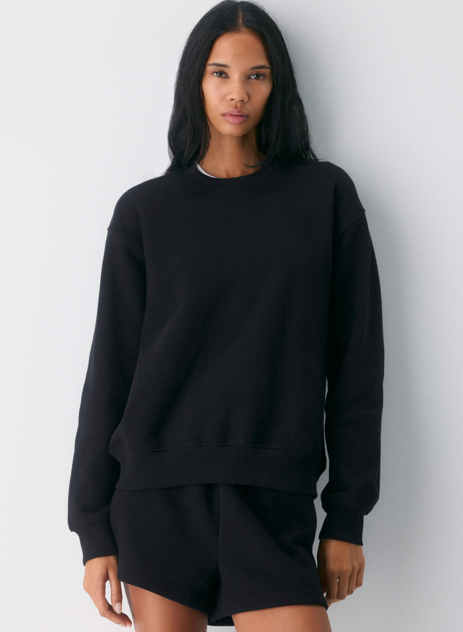 felpa con cappuccio perfect crew cozy sweatfleece nera