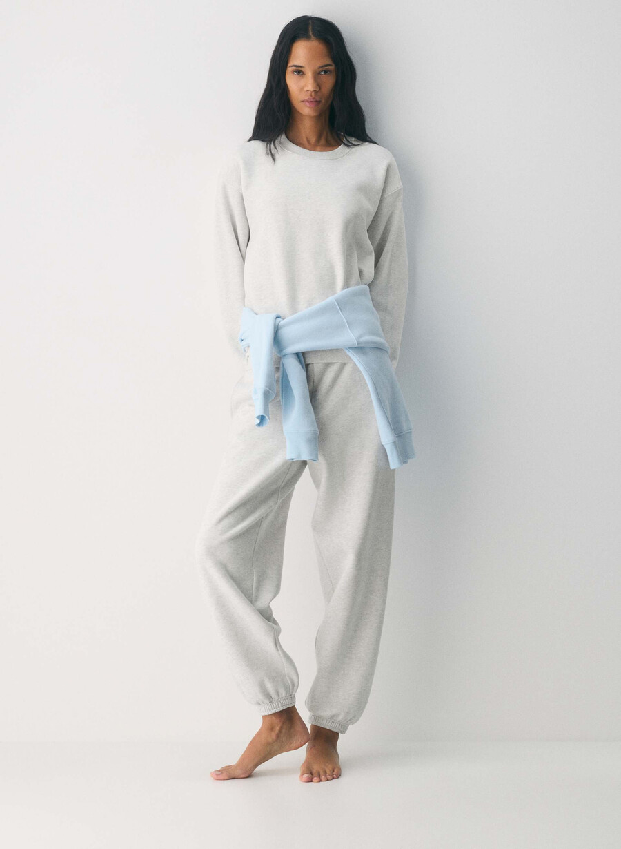 felpa con cappuccio perfect crew cozy sweatfleece heather cloud white