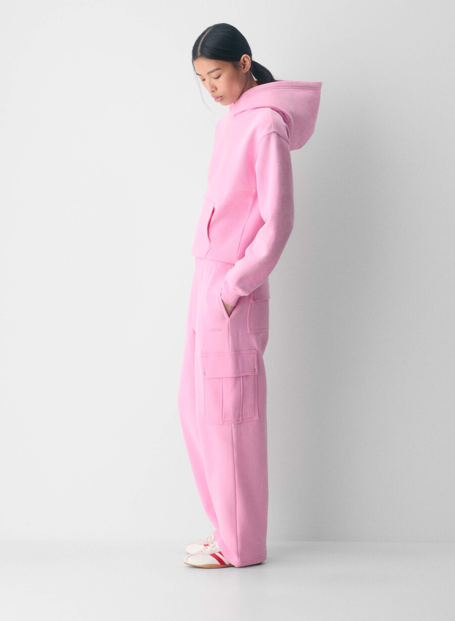 pantaloni della tuta cozy sweatfleece mega cargo rosa morganite