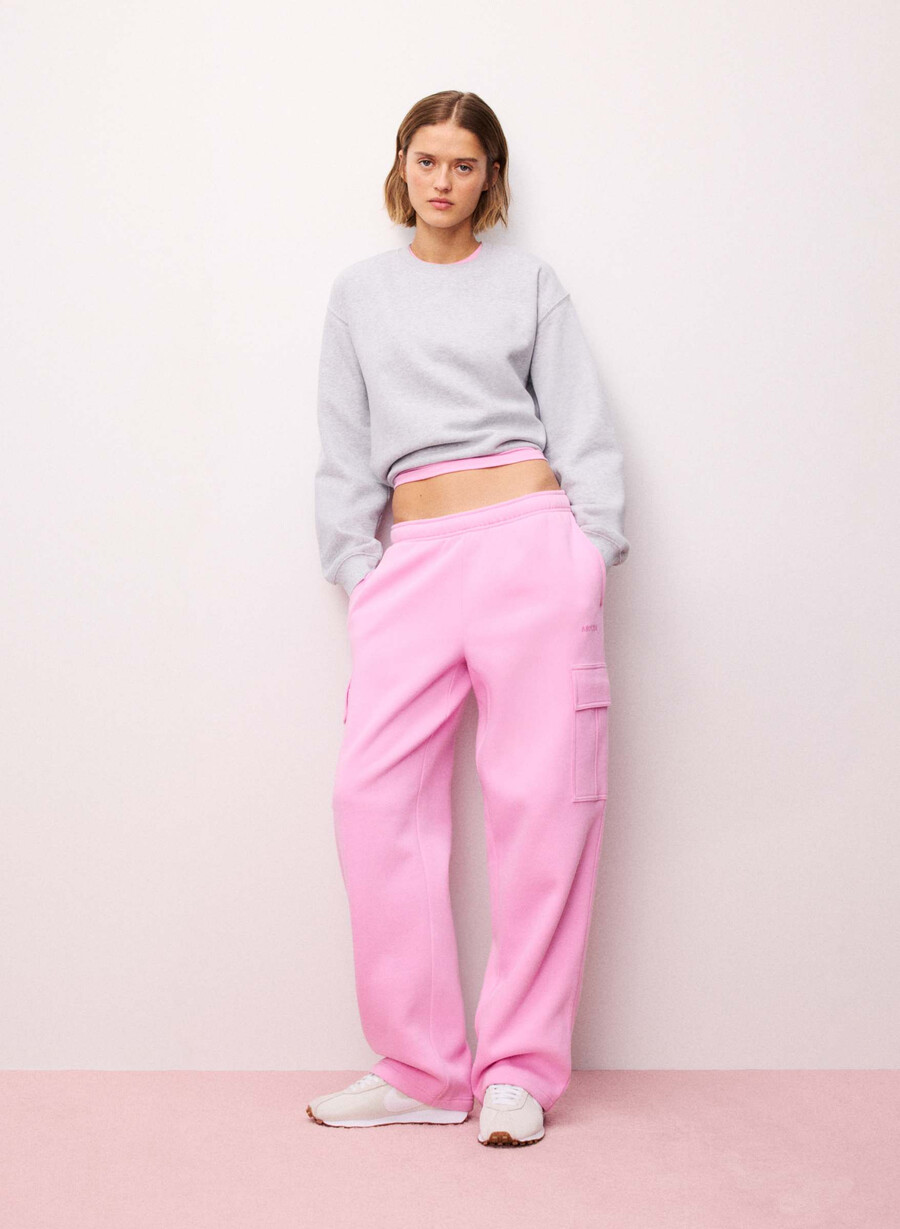 pantaloni della tuta cozy sweatfleece mega cargo rosa morganite