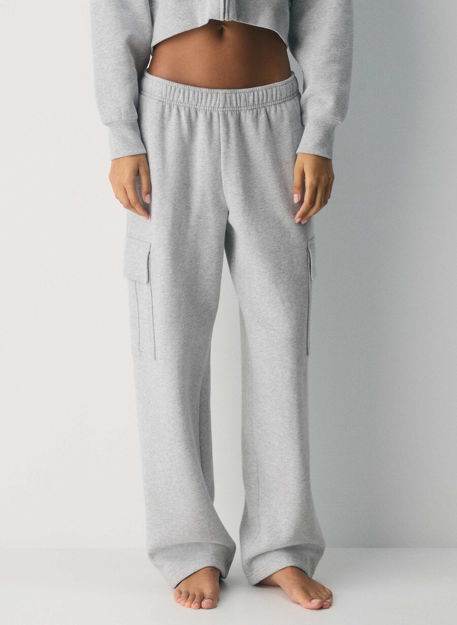 pantaloni da tuta cozy sweatfleece mega cargo heather chrome