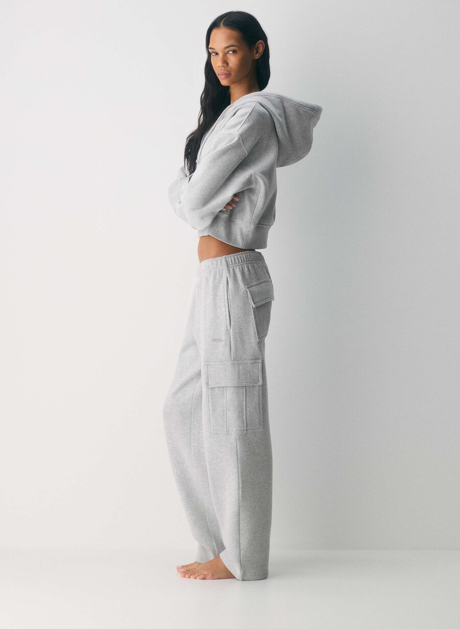 pantaloni da tuta cozy sweatfleece mega cargo heather chrome