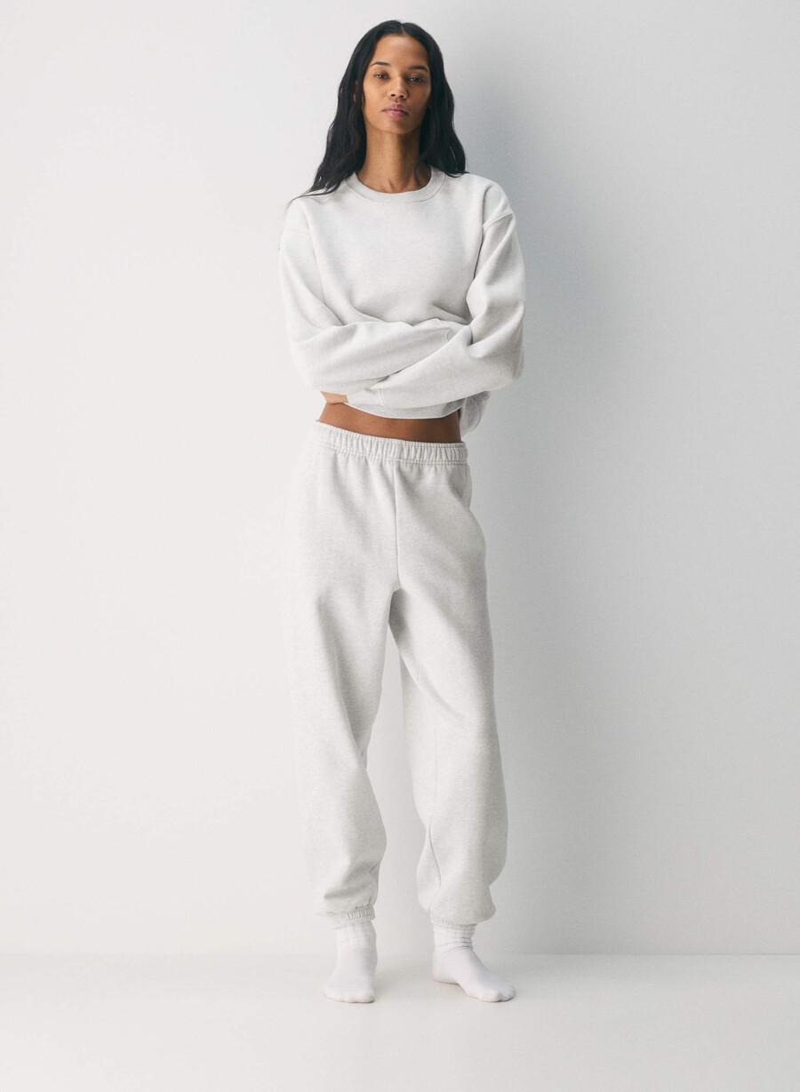 felpa comoda mega jogger heather cloud white
