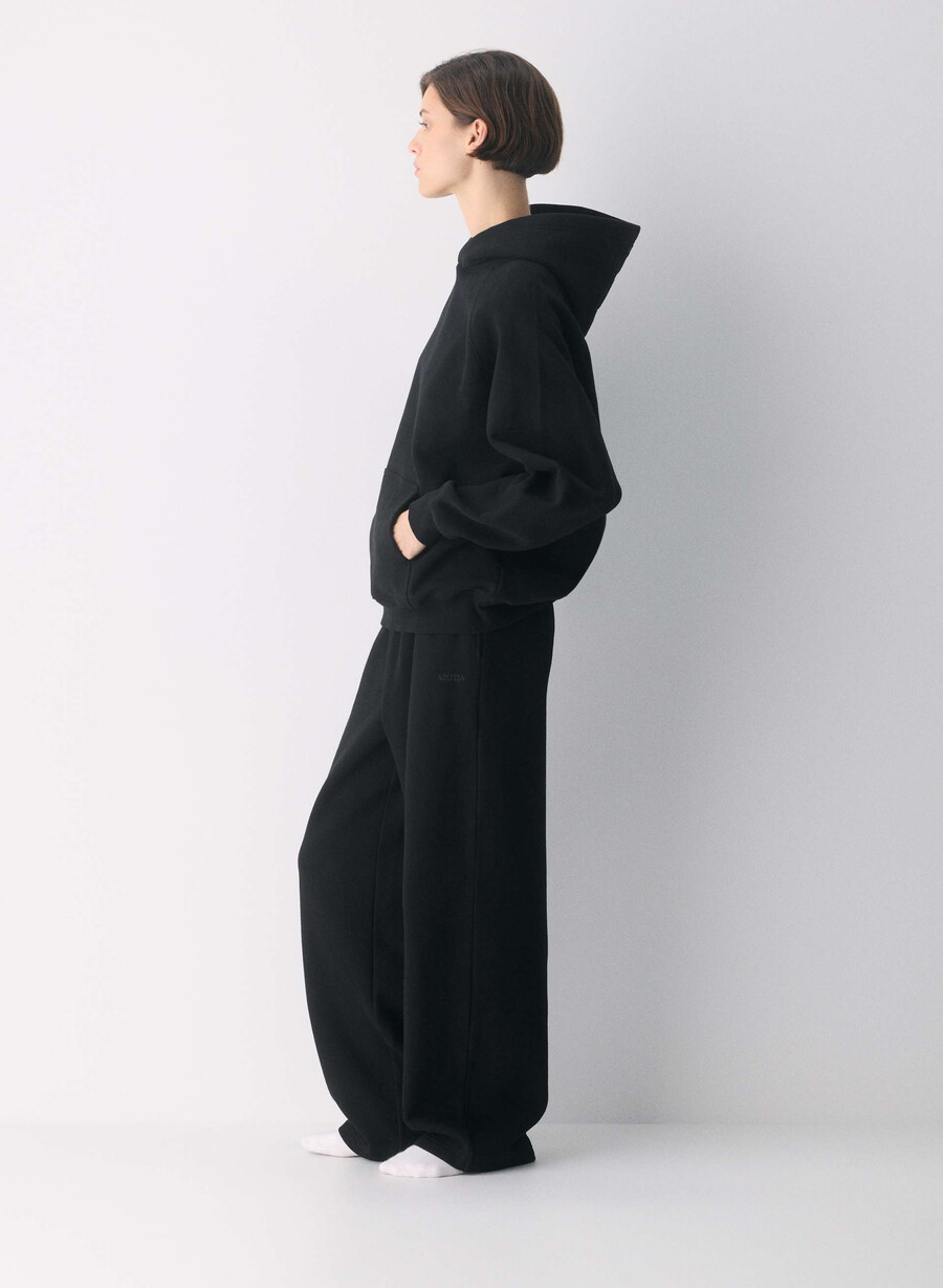 felpa con cappuccio cozy sweatfleece mega raglan nera