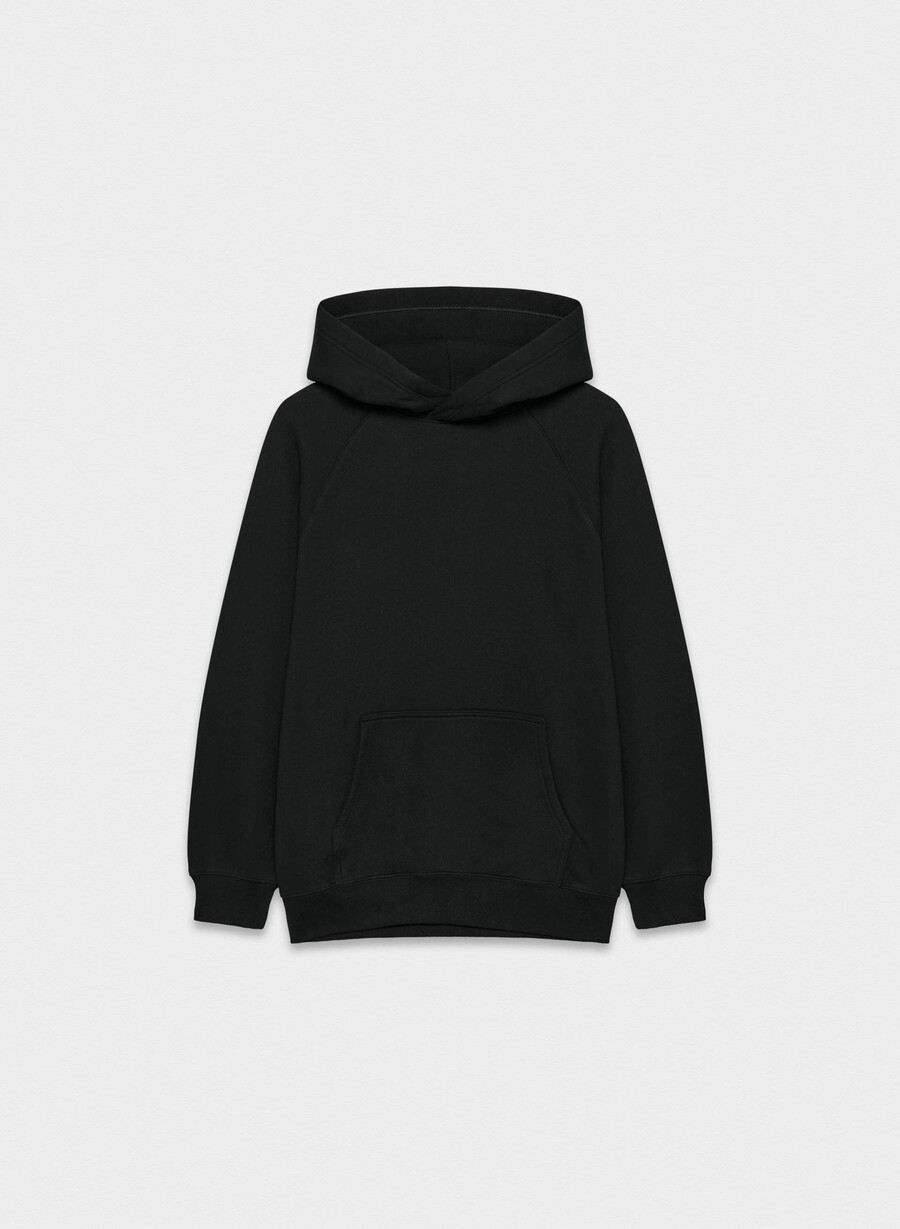 felpa con cappuccio cozy sweatfleece mega raglan nera