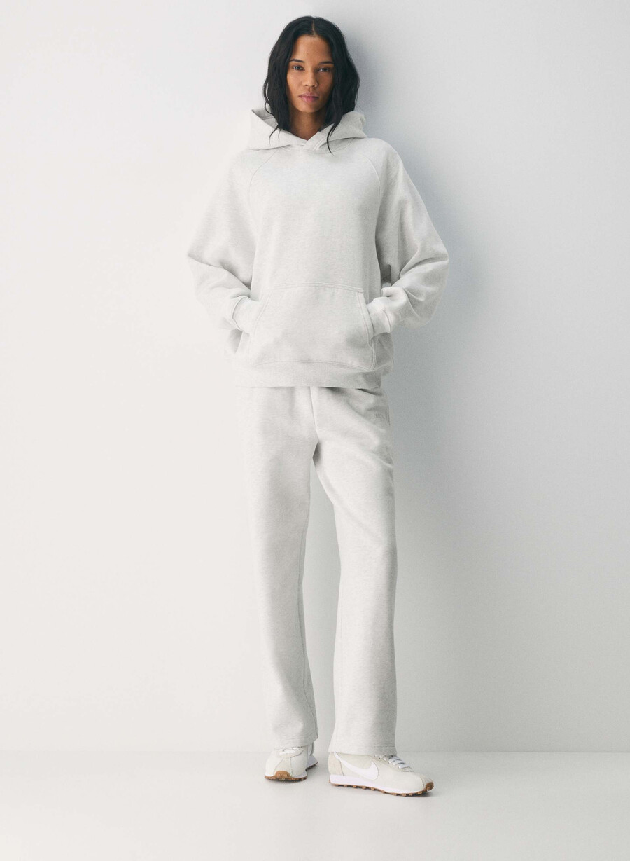 felpa con cappuccio cozy sweatfleece mega raglan heather cloud white